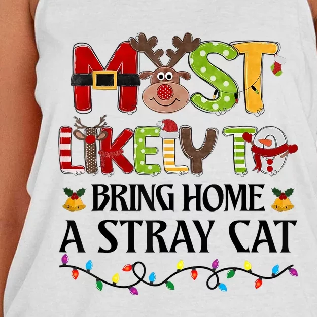 Most Likely To Bring Home A Stray Cat Women's Knotted Racerback Tank