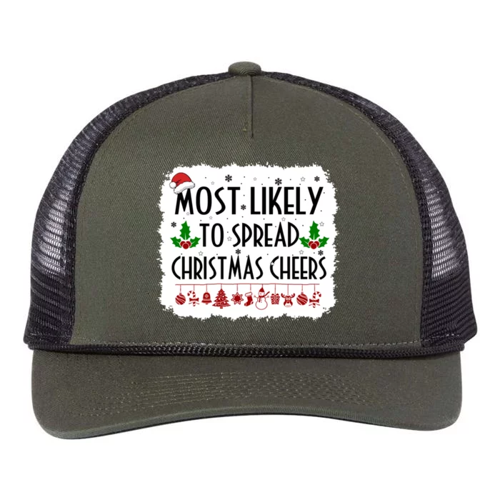 Most Likely To Spread Christmas Cheers Christmas Decorations Great Gift Retro Rope Trucker Hat Cap