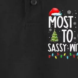 Most Likely To Get Sassy With Santa Funny Family Christmas Dry Zone Grid Performance Polo