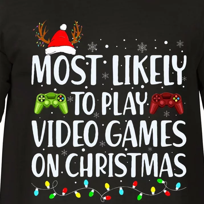 Most Likely To Play Video Game On Christmas Santa Gaming Comfort Colors T-Shirt