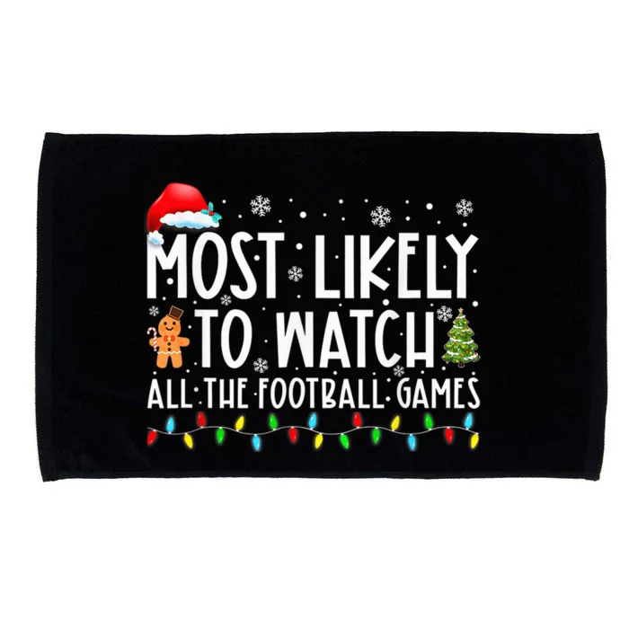 Most Likely To Watch All The Football Games Christmas Xmas Microfiber Hand Towel