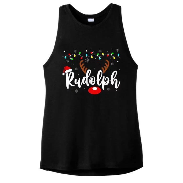 Most Likely To Try Ride Rudolph Funny Couples Christmas Meme Ladies Tri-Blend Wicking Tank