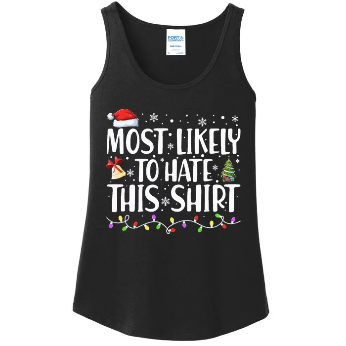 Most Likely To Hate This Xmas Pajamas Ladies Essential Tank