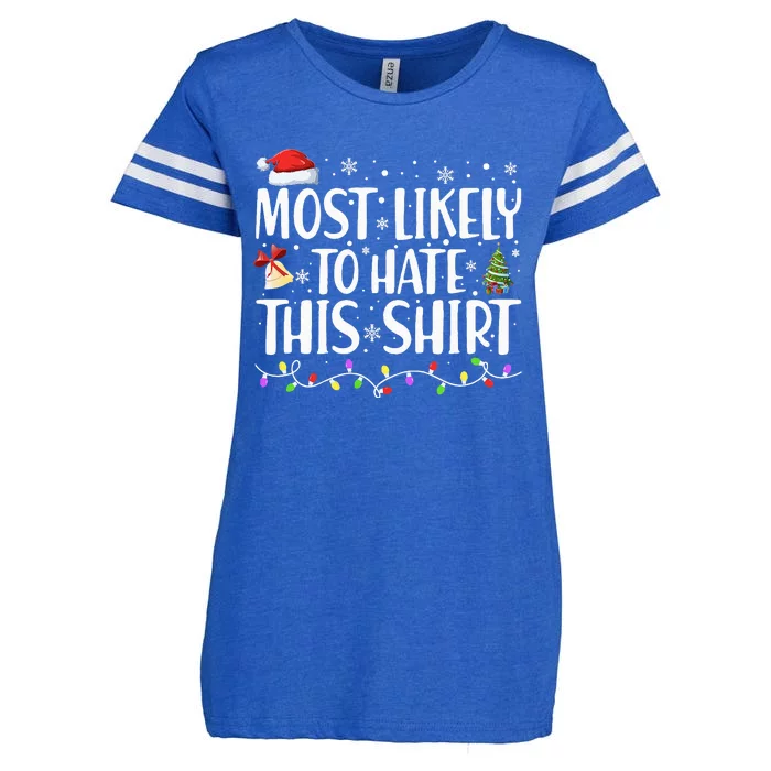 Most Likely To Hate This Xmas Pajamas Enza Ladies Jersey Football T-Shirt