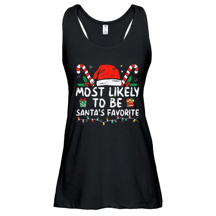 Most Likely To Christmas Be Santa's Favorite Matching Family Ladies Essential Flowy Tank