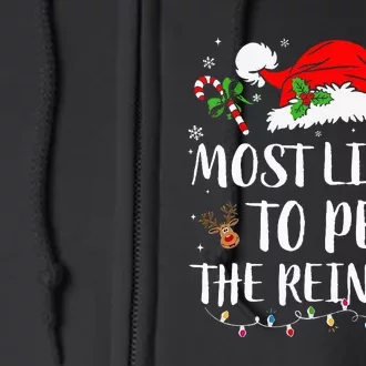 Most Likely To Pet The Reindeer Christmas Matching Family Full Zip Hoodie