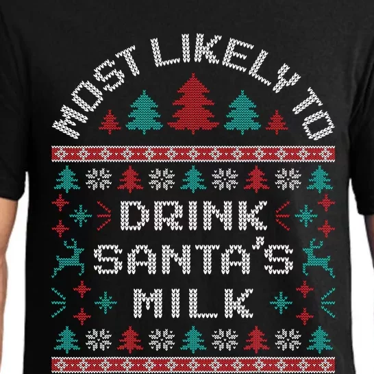 Most Likely to Drink Santa’s Milk Christmas Family Pajama PJ Pajama Set