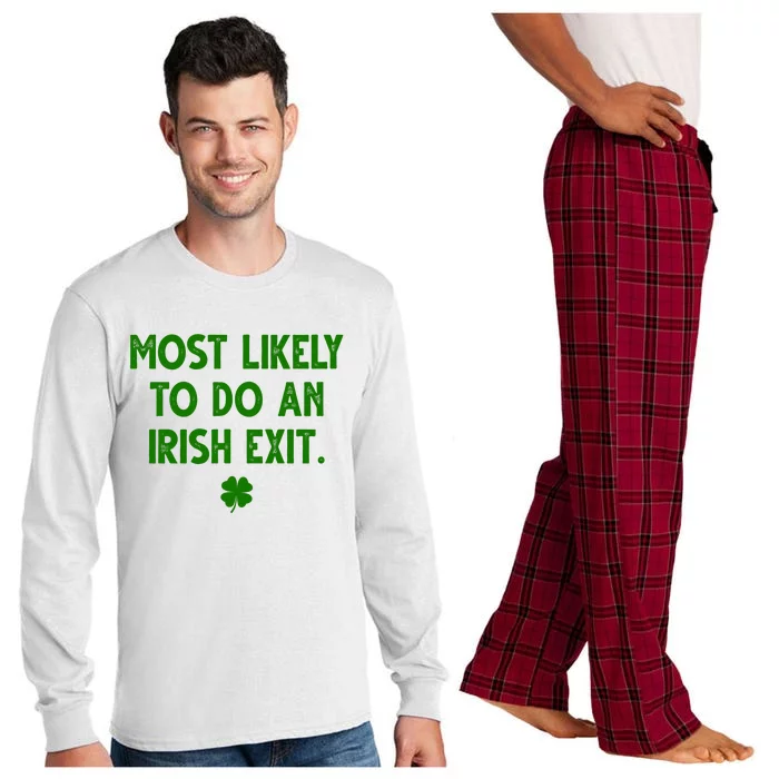 Most Likely To Do An Irish Exit Funny St Patrick's Day Long Sleeve Pajama Set