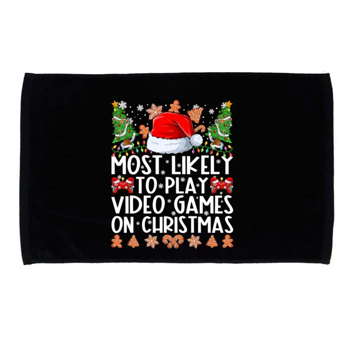 Most Likely To Play Video Games On Christmas Family Pajamas Microfiber Hand Towel