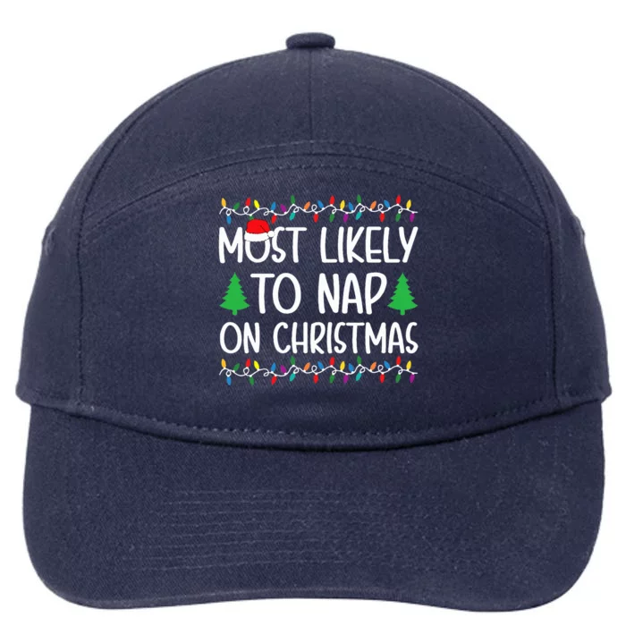 Most Likely To Nap On Christmas for Family 7-Panel Snapback Hat