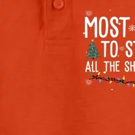 Most Likely To Start All The Shenanigans Funny Christmas Dry Zone Grid Performance Polo