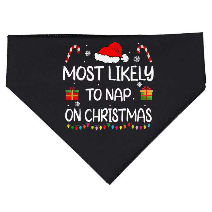 Most Likely To Nap On Christmas Family Funny Matching USA-Made Doggie Bandana