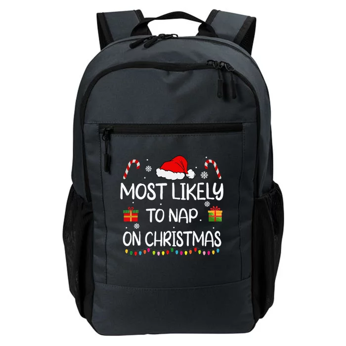 Most Likely To Nap On Christmas Family Funny Matching Daily Commute Backpack