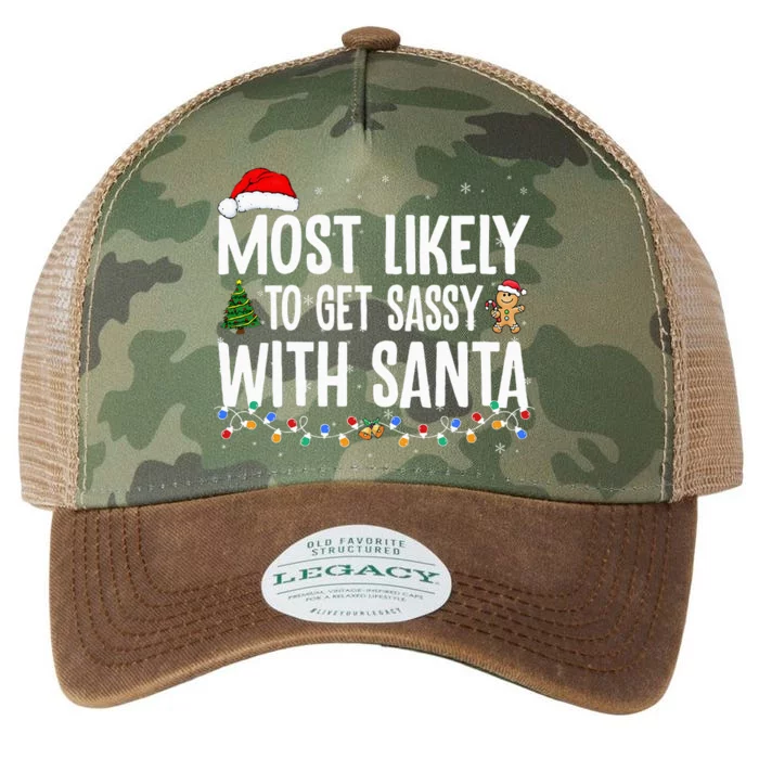 Most Likely To Get Sassy with Santa Funny Family Christmas Legacy Tie Dye Trucker Hat