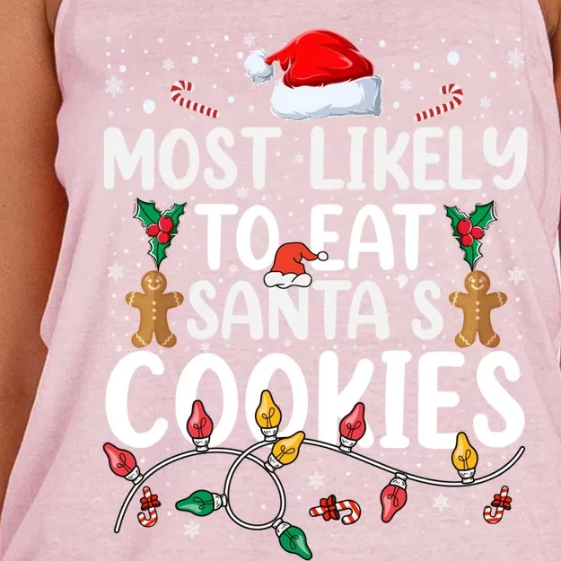 Most Likely To Eat SantaS Cookies Gift Women's Knotted Racerback Tank