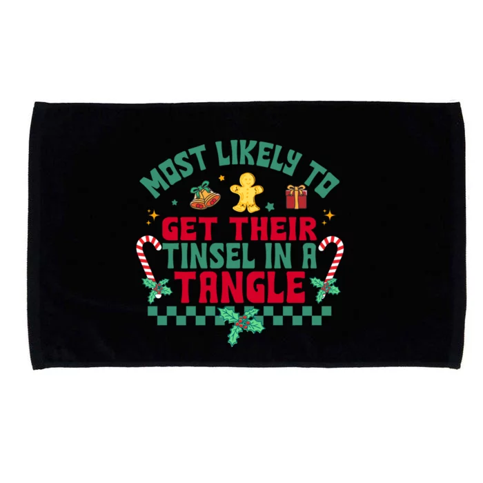 Most Likely To Get Their Tinsel In A Tangle Christmas Pajama Cool Gift Microfiber Hand Towel