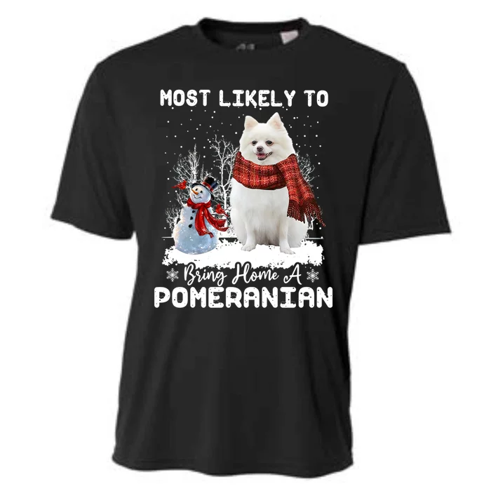 Most Likely To Bring Home A Pomeranian Funny Xmas Dog Lover Gift Cooling Performance Crew T-Shirt