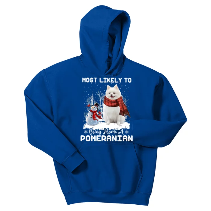 Most Likely To Bring Home A Pomeranian Funny Xmas Dog Lover Gift Kids Hoodie