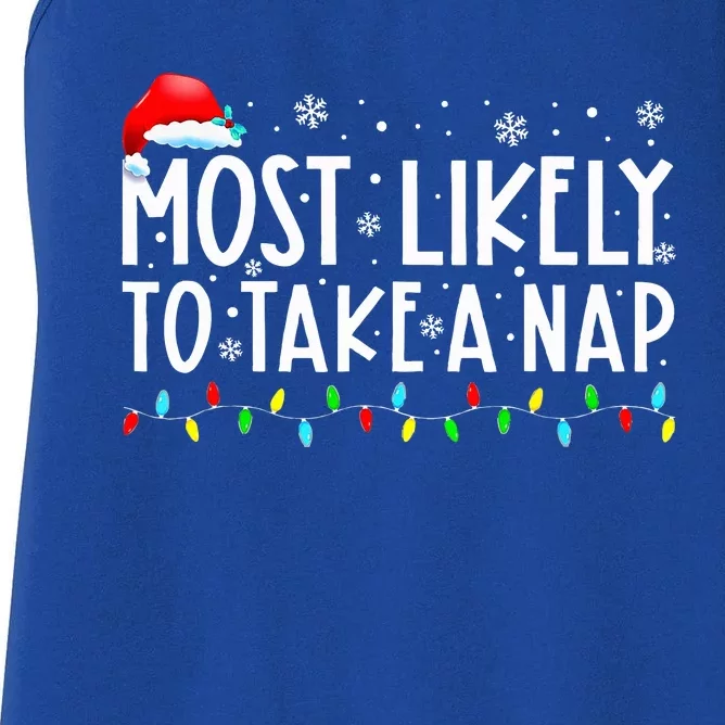 Most Likely To Take A Nap Funny Christmas Vacation Women's Racerback Tank