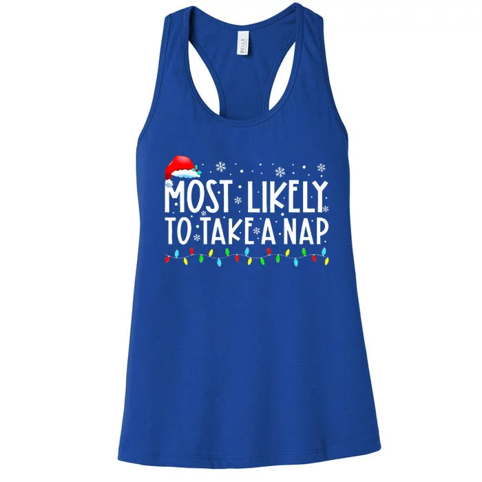 Most Likely To Take A Nap Funny Christmas Vacation Women's Racerback Tank