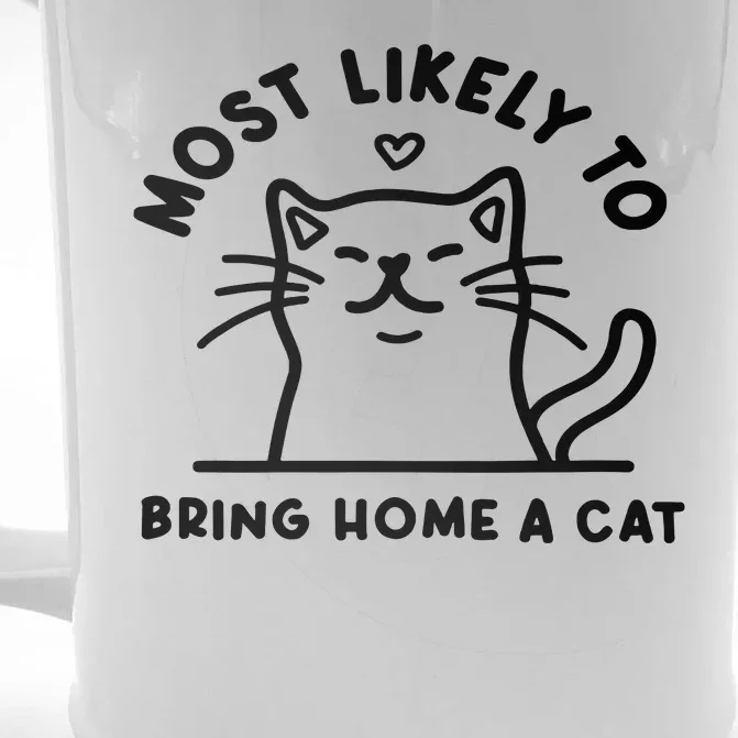 Most Likely To Bring Home A Cat Cute Lovers Christmas Front & Back Beer Stein