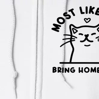 Most Likely To Bring Home A Cat Cute Lovers Christmas Full Zip Hoodie