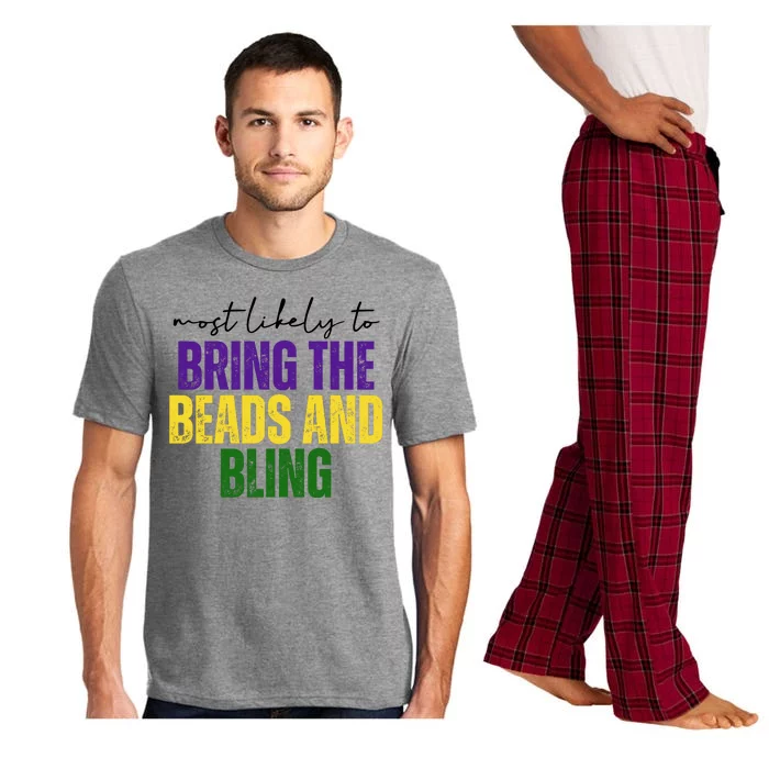 Most Likely To Bring The Beads And Bling Mardi Gras Pajama Set