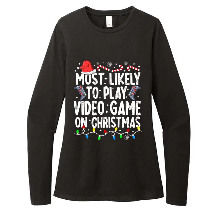 Most Likely To Play Video Game On Christmas Pajamas Gamer Great Gift Womens CVC Long Sleeve Shirt