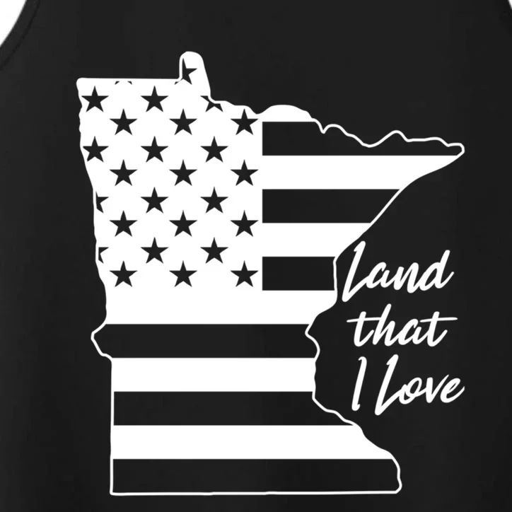 Minnesota Land That I Love American Flag Mn Graphic Gift Performance Tank