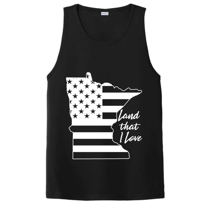 Minnesota Land That I Love American Flag Mn Graphic Gift Performance Tank