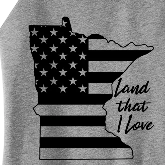 Minnesota Land That I Love American Flag Mn Graphic Gift Women’s Perfect Tri Rocker Tank