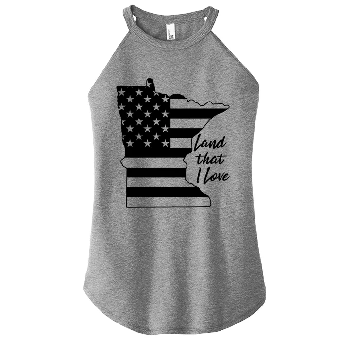 Minnesota Land That I Love American Flag Mn Graphic Gift Women’s Perfect Tri Rocker Tank