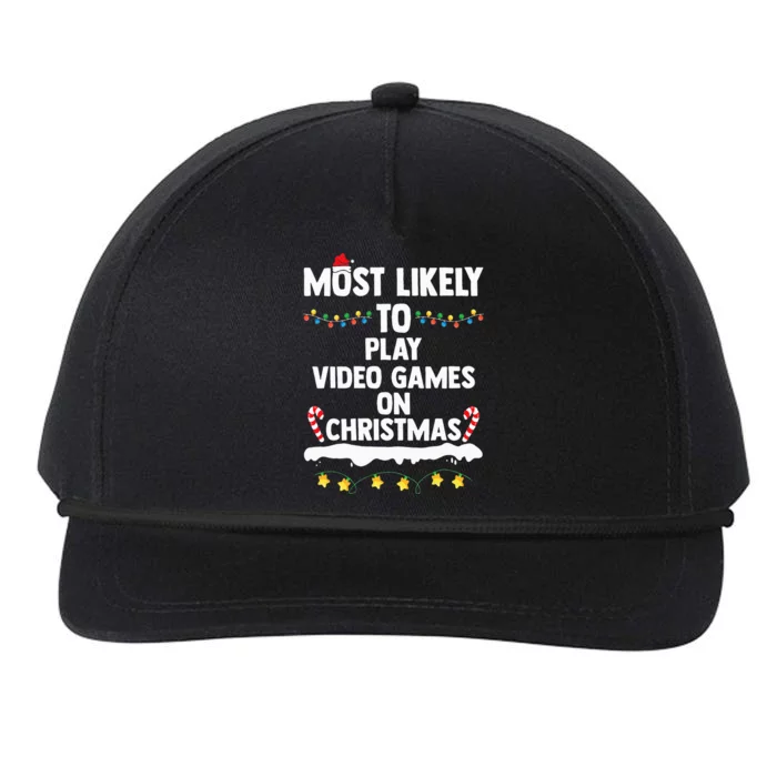 Most Likely To Play Video Games On Christmas Funny Gaming Snapback Five-Panel Rope Hat