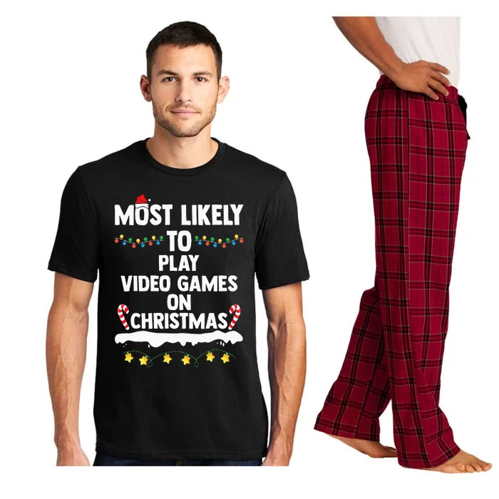 Most Likely To Play Video Games On Christmas Funny Gaming Pajama Set