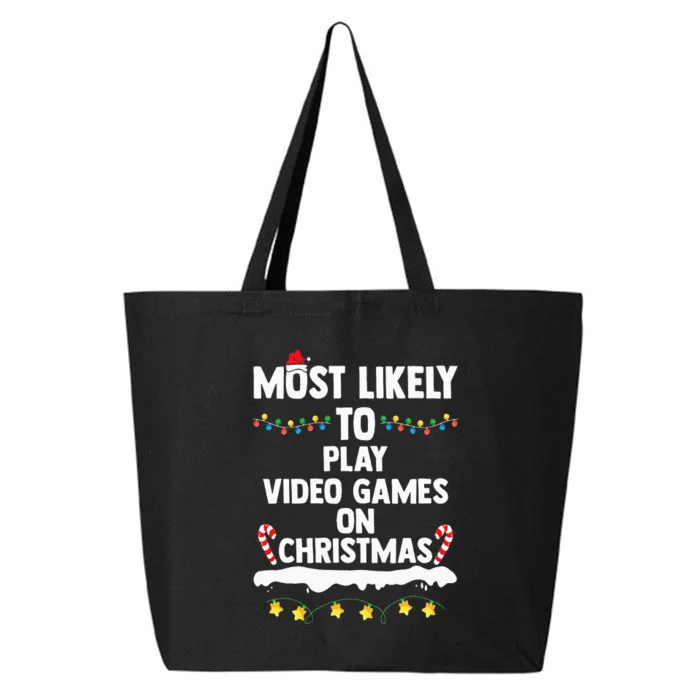 Most Likely To Play Video Games On Christmas Funny Gaming 25L Jumbo Tote