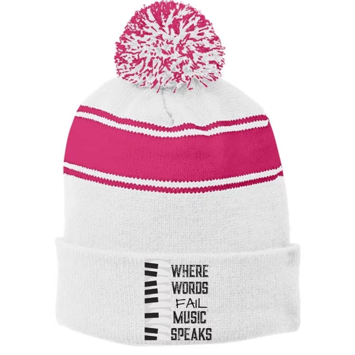 Music Lovers Themed Gift Stripe Pom Pom Beanie