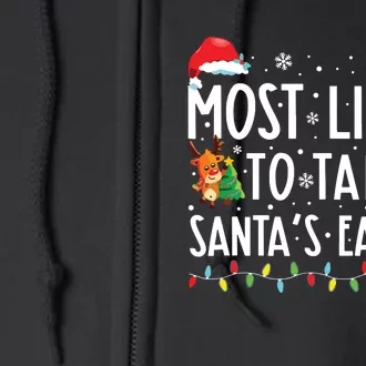 Most Likely To Talk Santas Ear Off Family Christmas Pajamas Full Zip Hoodie