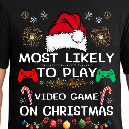 Most Likely To Play Video Game On Christmas Santa Gaming Gift Pajama Set