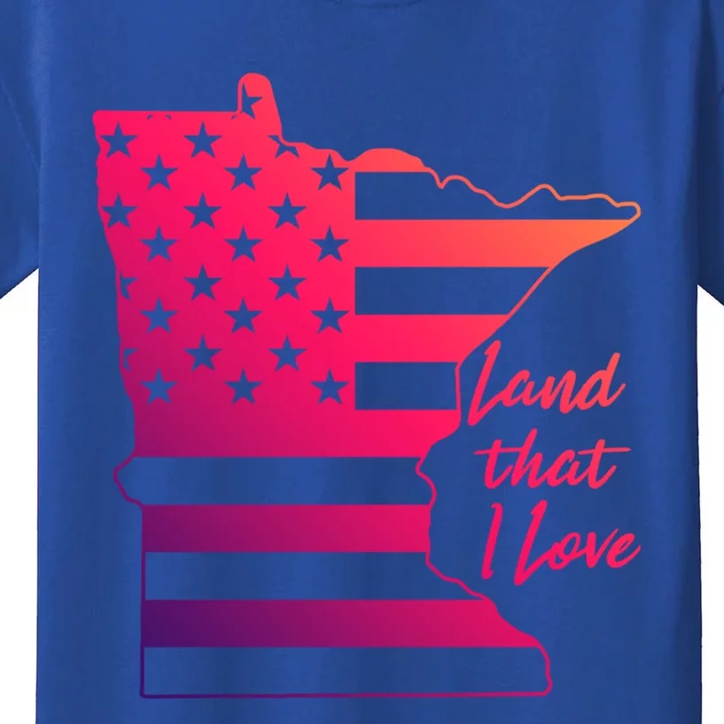 Minnesota Land That I Love American Flag Mn Graphic Great Gift Kids T-Shirt