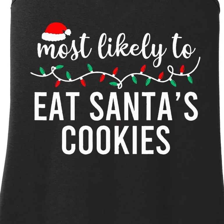 Most Likely To Christmas Matching Family Pajamas Funny Ladies Essential Tank