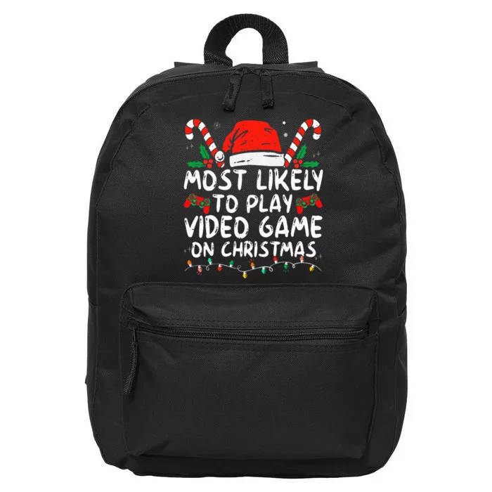 Most Likely To Play Video Game On Christmas Santa Gaming 16 in Basic Backpack