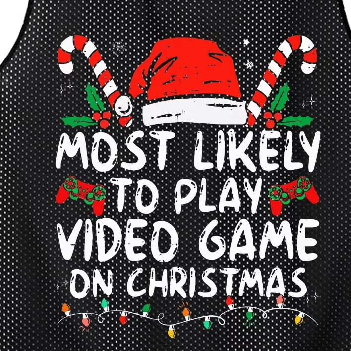 Most Likely To Play Video Game On Christmas Santa Gaming Mesh Reversible Basketball Jersey Tank