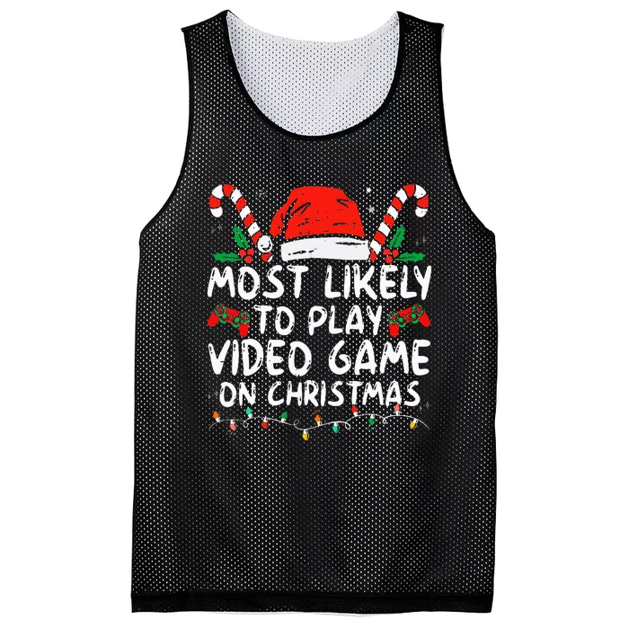 Most Likely To Play Video Game On Christmas Santa Gaming Mesh Reversible Basketball Jersey Tank