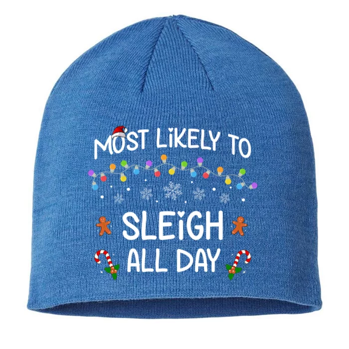 Most Likely To Sleigh All Day Matching Family Christmas Gift 8 1/2in Sustainable Knit Beanie