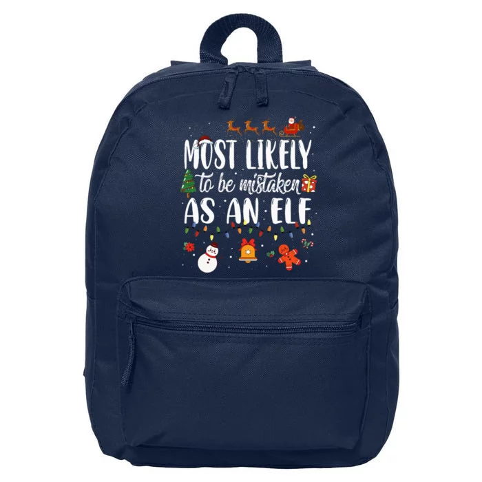 Most Likely To Be Mistaken As An Elf Family Christmas 16 in Basic Backpack