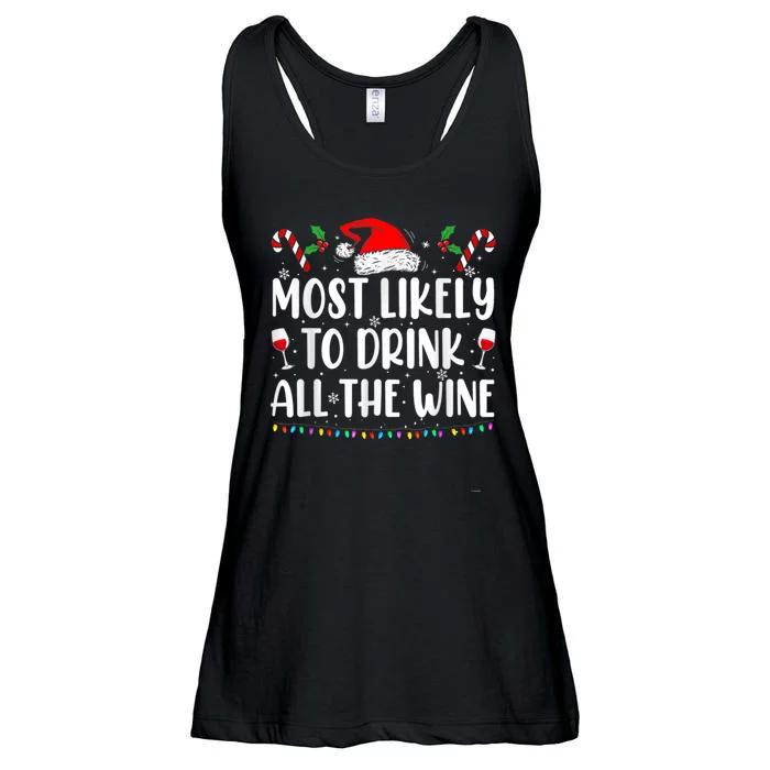 Most Likely To Drink All The Wine Family Matching Christmas Ladies Essential Flowy Tank