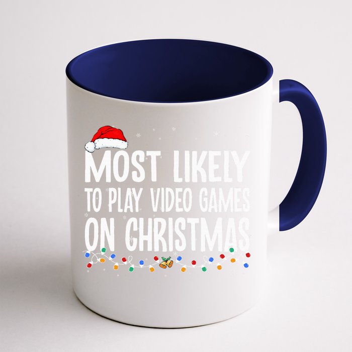 Most Likely To Play Video Games On Christmas Xmas Lights Front & Back Coffee Mug