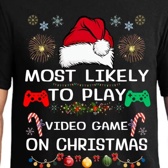 Most Likely To Play Video Game On Christmas Santa Gaming Funny Gift Pajama Set