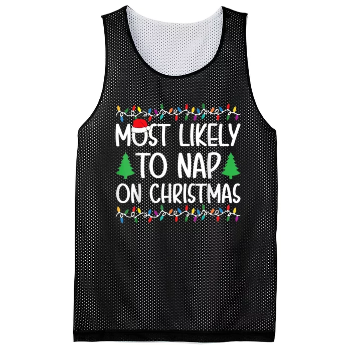 Most Likely To Nap On Christmas Mesh Reversible Basketball Jersey Tank