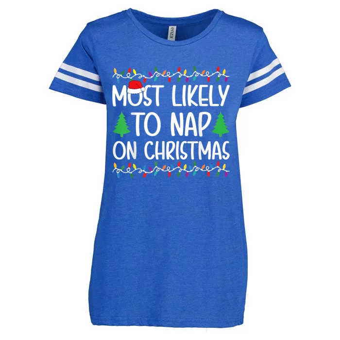 Most Likely To Nap On Christmas Enza Ladies Jersey Football T-Shirt